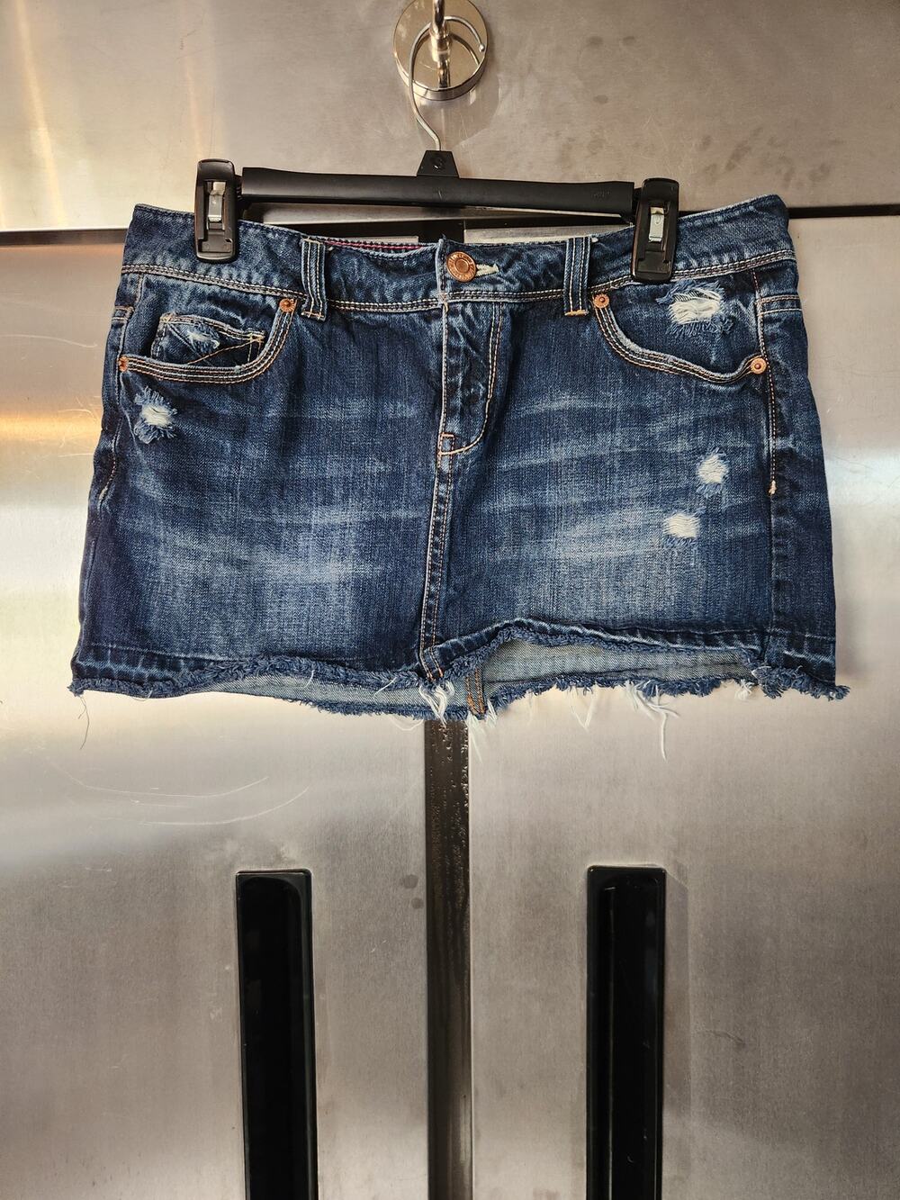 Aeropostale Womens Distressed Denim Mini Skirt Size 9/10 | Medium Wash